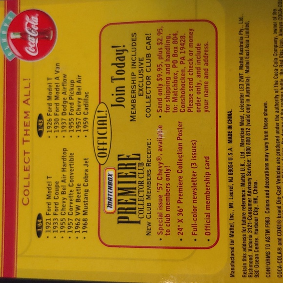 Matchbox Coca Cola Red 1933 Ford Coupe Collectible Die-Cast Model Car New NWT - Picture 15 of 17